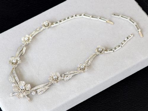ANTIQUE FRENCH 850CT DIAMOND 9K GOLD AND SILVER NECKLACE CIRCA 1860 - ADDITIONAL PHOTO 4