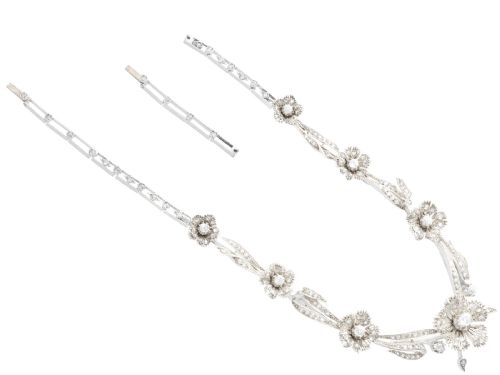 ANTIQUE FRENCH 850CT DIAMOND 9K GOLD AND SILVER NECKLACE CIRCA 1860 - ADDITIONAL PHOTO 9