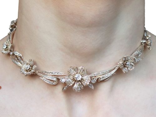 ANTIQUE FRENCH 850CT DIAMOND 9K GOLD AND SILVER NECKLACE CIRCA 1860 - ADDITIONAL PHOTO 17