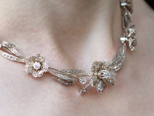 ANTIQUE FRENCH 850CT DIAMOND 9K GOLD AND SILVER NECKLACE CIRCA 1860 - ADDITIONAL PHOTO 19