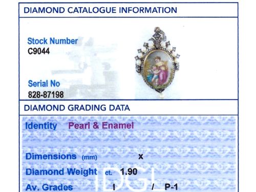 ANTIQUE 190CT DIAMOND PEARL AND ENAMEL 15CT YELLOW GOLD LOCKET PENDANT BROOCH CIRCA 1880 - ADDITIONAL PHOTO 12