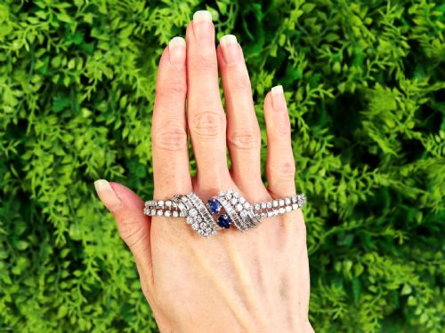 VINTAGE FRENCH IMPORT 160CT CEYLON SAPPHIRE 1525CT DIAMOND AND PLATINUM BRACELET CIRCA 1950 - ADDITIONAL PHOTO 1