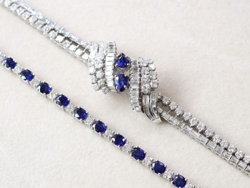 VINTAGE FRENCH IMPORT 160CT CEYLON SAPPHIRE 1525CT DIAMOND AND PLATINUM BRACELET CIRCA 1950 - ADDITIONAL PHOTO 3