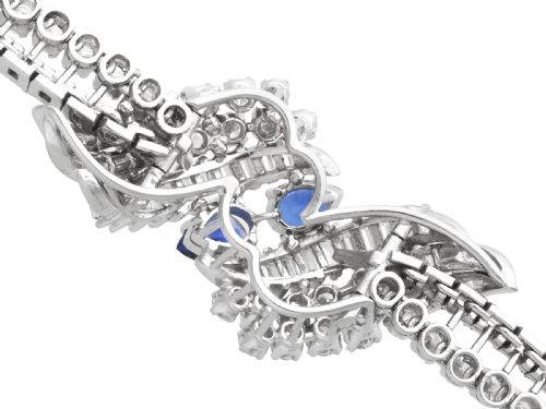 VINTAGE FRENCH IMPORT 160CT CEYLON SAPPHIRE 1525CT DIAMOND AND PLATINUM BRACELET CIRCA 1950 - ADDITIONAL PHOTO 6