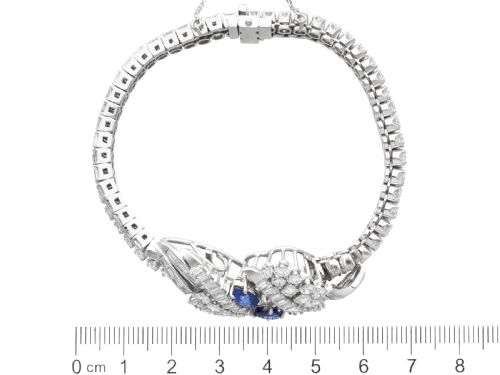 VINTAGE FRENCH IMPORT 160CT CEYLON SAPPHIRE 1525CT DIAMOND AND PLATINUM BRACELET CIRCA 1950 - ADDITIONAL PHOTO 11