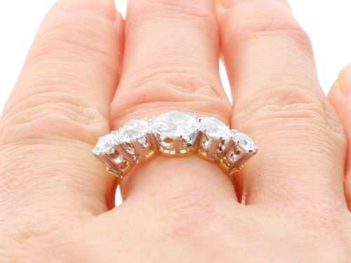fig 9. An 18ct yellow gold five stone ring set with five graduated round diamonds in claw settings.