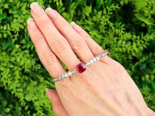 ANTIQUE 290CT RUBY AND 412CT DIAMOND 18CT ROSE GOLD BANGLE CIRCA 1890 - ADDITIONAL PHOTO 1