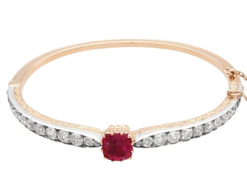 ANTIQUE 290CT RUBY AND 412CT DIAMOND 18CT ROSE GOLD BANGLE CIRCA 1890 - ADDITIONAL PHOTO 5