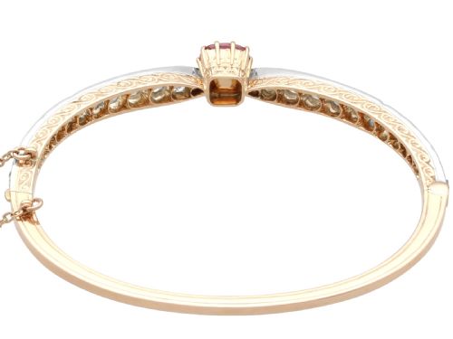 ANTIQUE 290CT RUBY AND 412CT DIAMOND 18CT ROSE GOLD BANGLE CIRCA 1890 - ADDITIONAL PHOTO 7