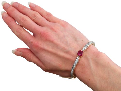 ANTIQUE 290CT RUBY AND 412CT DIAMOND 18CT ROSE GOLD BANGLE CIRCA 1890 - ADDITIONAL PHOTO 13