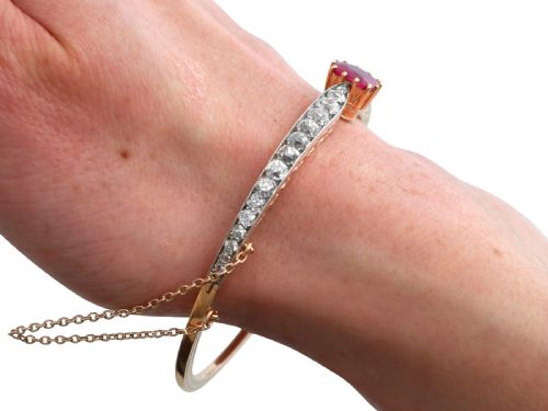 ANTIQUE 290CT RUBY AND 412CT DIAMOND 18CT ROSE GOLD BANGLE CIRCA 1890 - ADDITIONAL PHOTO 14