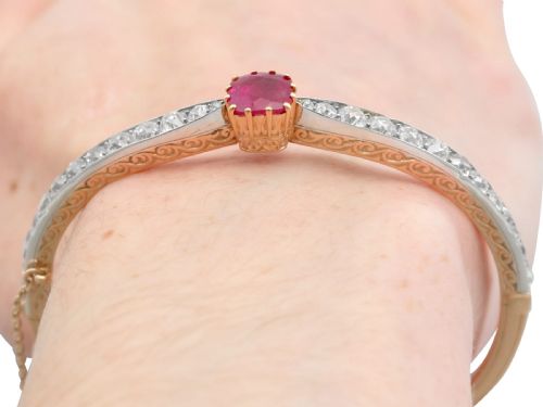 ANTIQUE 290CT RUBY AND 412CT DIAMOND 18CT ROSE GOLD BANGLE CIRCA 1890 - ADDITIONAL PHOTO 15