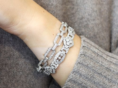 fig 2. Antique Art Deco 7.80ct Diamond and Platinum Bracelet Circa 1920