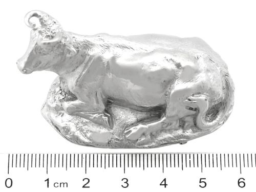 ANTIQUE EDWARDIAN STERLING SILVER COW PILL BOX 1901 - ADDITIONAL PHOTO 9