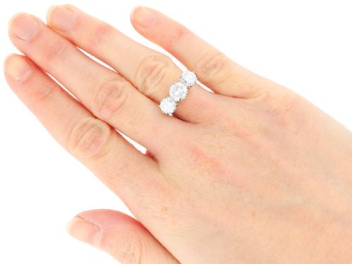 fig 6. A vintage 18ct white gold trilogy ring featuring three round brilliant cut diamonds set in claw settings.