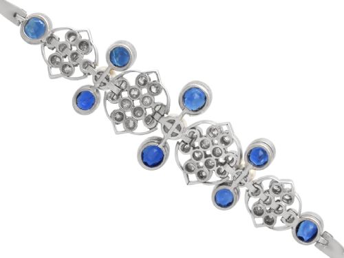 ANTIQUE 423CT SAPPHIRE 151CT DIAMOND PEARL AND PLATINUM BRACELET CIRCA 1935 - ADDITIONAL PHOTO 5