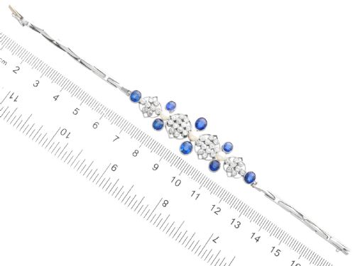 ANTIQUE 423CT SAPPHIRE 151CT DIAMOND PEARL AND PLATINUM BRACELET CIRCA 1935 - ADDITIONAL PHOTO 6