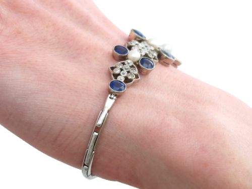 ANTIQUE 423CT SAPPHIRE 151CT DIAMOND PEARL AND PLATINUM BRACELET CIRCA 1935 - ADDITIONAL PHOTO 12