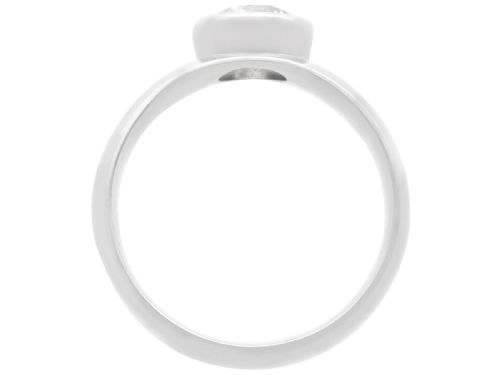 fig 4. A vintage 14ct white gold wide band ring featuring a central bezel-set round brilliant diamond.