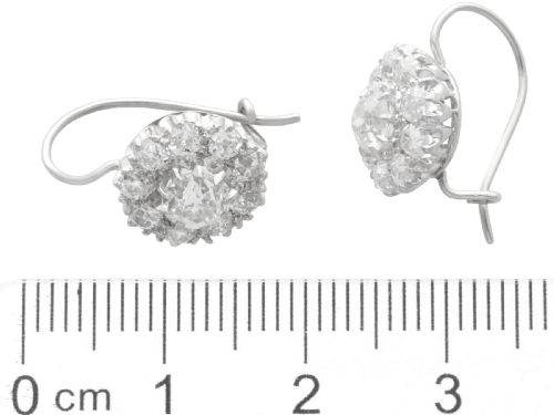 fig 8. Antique 2.50ct Diamond and Platinum Cluster Earrings Circa 1900