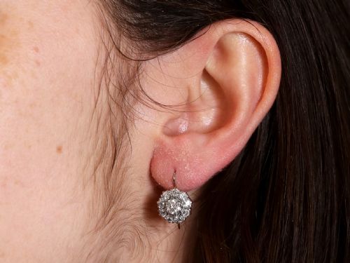 fig 9. Antique 2.50ct Diamond and Platinum Cluster Earrings Circa 1900