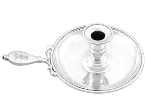 ANTIQUE VICTORIAN STERLING SILVER CHAMBER CANDLESTICK BY ROBERT GARRARD II - ADDITIONAL PHOTO 2