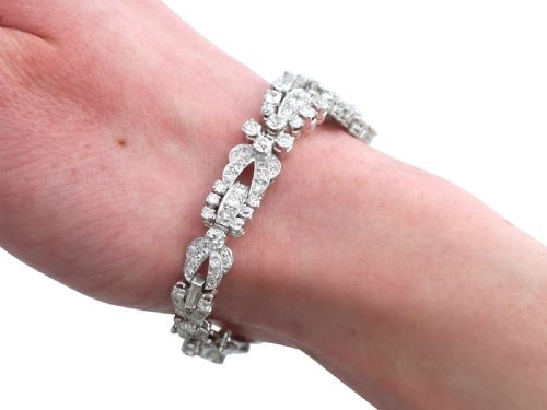 ANTIQUE 1099CT DIAMOND AND PLATINUM BRACELET CIRCA 1930 - ADDITIONAL PHOTO 11