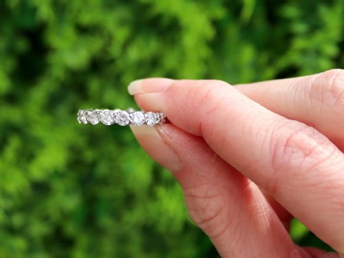 fig 1. A vintage 18ct white gold full eternity ring set with round brilliant-cut diamonds around the entire band.