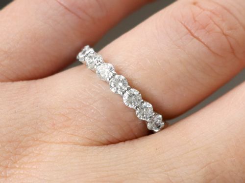 fig 2. A vintage 18ct white gold full eternity ring set with round brilliant-cut diamonds around the entire band.