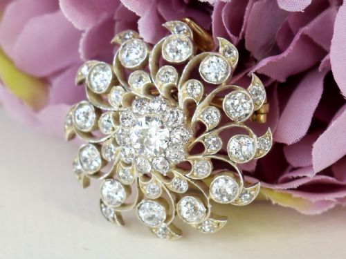 fig 2. Antique 6.10ct Diamond and 9ct Yellow Gold Brooch/Pendant Circa 1885