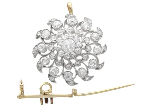 fig 9. Antique 6.10ct Diamond and 9ct Yellow Gold Brooch/Pendant Circa 1885