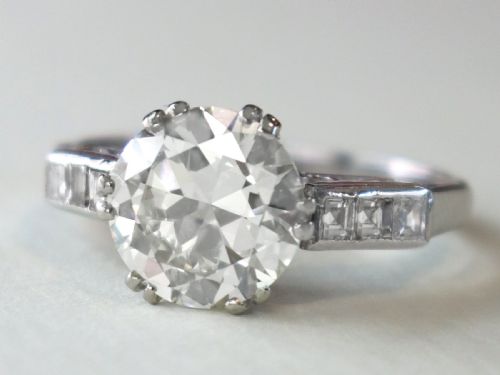 fig 2. Antique 2.99ct Diamond and Platinum Solitaire Ring Circa 1935