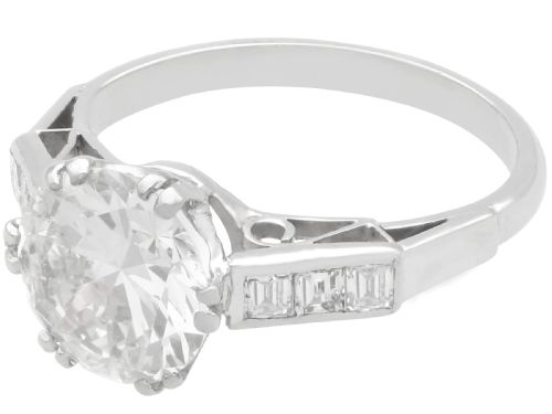 fig 3. Antique 2.99ct Diamond and Platinum Solitaire Ring Circa 1935