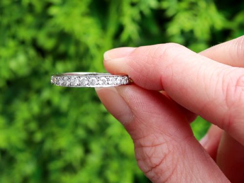 fig 1. An Art Deco diamond and platinum full eternity band featuring continuous round-cut diamonds set around the entire circumference.