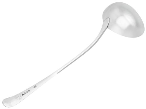 fig 2. Antique George III Sterling Silver Old English Pattern Soup Ladle by Hester Bateman