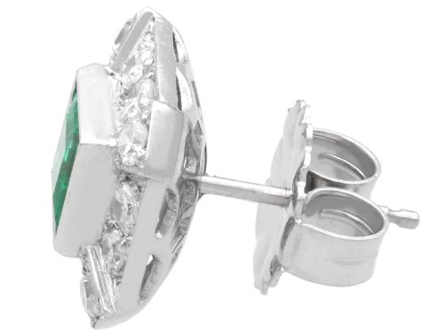 fig 3. Vintage 2.06ct Colombian Emerald and 1.68ct Diamond, 14ct White Gold Cluster Earrings Circa 1940
