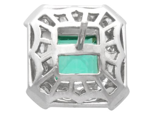 fig 5. Vintage 2.06ct Colombian Emerald and 1.68ct Diamond, 14ct White Gold Cluster Earrings Circa 1940