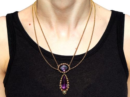 ANTIQUE VICTORIAN 2468CT AMETHYST AND 18CT YELLOW GOLD NECKLACE CIRCA 1830 - ADDITIONAL PHOTO 8