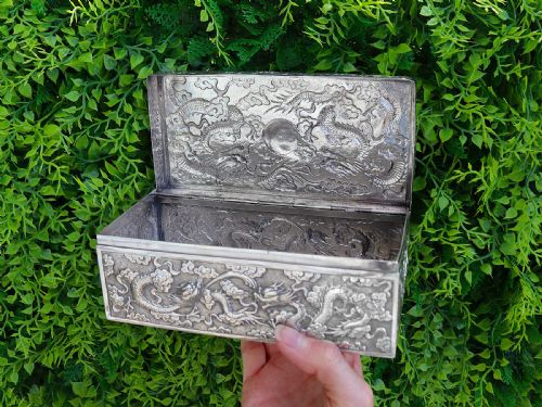 fig 1. Antique Chinese Export Silver Box Circa 1880
