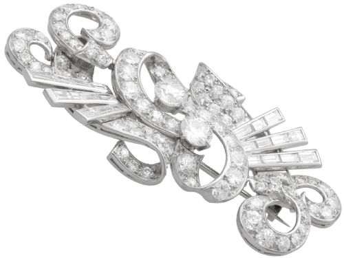 ANTIQUE ART DECO LARGE 968CT DIAMOND AND PLATINUM BROOCH CIRCA 1925 - ADDITIONAL PHOTO 4