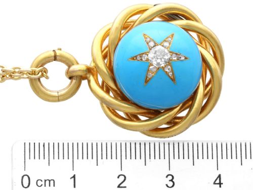 ANTIQUE 1668CT TURQUOISE AND 047CT DIAMOND 18CT YELLOW GOLD PENDANT CIRCA 1880 - ADDITIONAL PHOTO 7