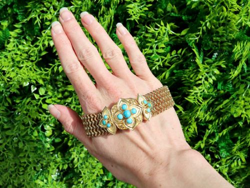 ANTIQUE 180CT TURQUOISE AND 21CT YELLOW GOLD BRACELET CIRCA 1850 - ADDITIONAL PHOTO 1