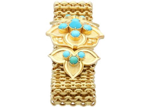 ANTIQUE 180CT TURQUOISE AND 21CT YELLOW GOLD BRACELET CIRCA 1850 - ADDITIONAL PHOTO 5
