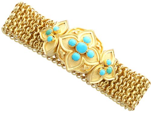 ANTIQUE 180CT TURQUOISE AND 21CT YELLOW GOLD BRACELET CIRCA 1850 - ADDITIONAL PHOTO 6