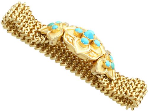 ANTIQUE 180CT TURQUOISE AND 21CT YELLOW GOLD BRACELET CIRCA 1850 - ADDITIONAL PHOTO 7