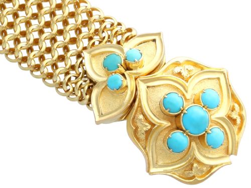 ANTIQUE 180CT TURQUOISE AND 21CT YELLOW GOLD BRACELET CIRCA 1850 - ADDITIONAL PHOTO 8