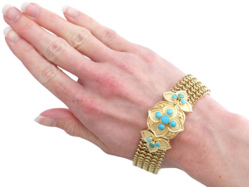 ANTIQUE 180CT TURQUOISE AND 21CT YELLOW GOLD BRACELET CIRCA 1850 - ADDITIONAL PHOTO 14