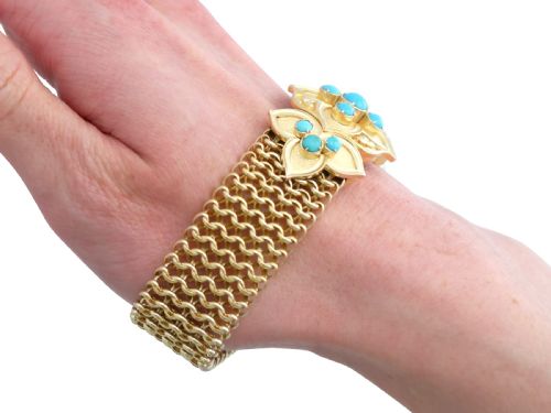 ANTIQUE 180CT TURQUOISE AND 21CT YELLOW GOLD BRACELET CIRCA 1850 - ADDITIONAL PHOTO 15