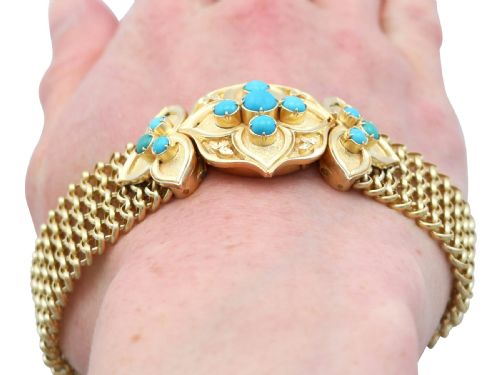 ANTIQUE 180CT TURQUOISE AND 21CT YELLOW GOLD BRACELET CIRCA 1850 - ADDITIONAL PHOTO 16