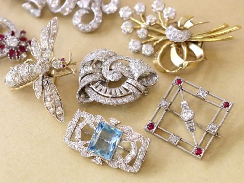fig 3. Antique Art Deco 0.32ct Ruby and 0.95ct Diamond, 9ct White Gold Brooch Circa 1925
